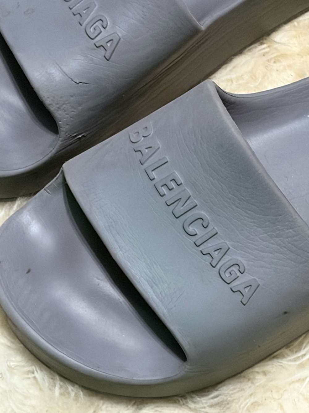 Balenciaga Logo Platform Slides Dark Gray Size 40/10 - Picture 6 of 16
